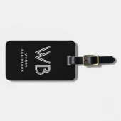 スタイリッシュ2モノグエレガントラムイニシャルブラック ラゲッジタグ (正面横)