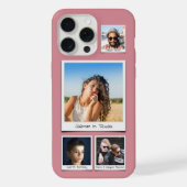 スタイリッシュ4枚フォトコラージュほこりっぽいピンクのスリム iPhoneケース (裏面)