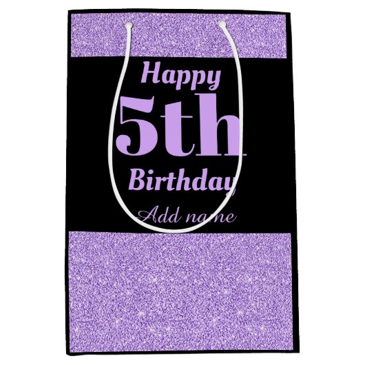 スタイリッシュ5パーソナライズされた歳の誕生日抱き枕 ミディアムペーパーバッグ (正面)