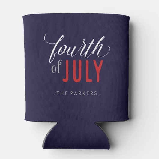 スタイリッシュ7月4日タイポグラフィ 缶クーラー (裏面)