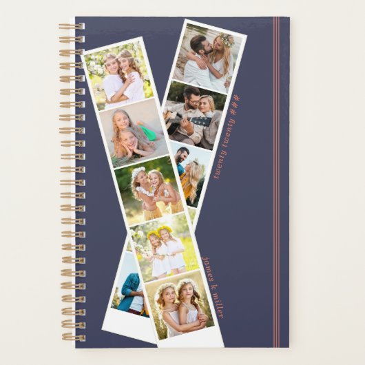 スタイリッシュ8フォトストリップブルーパーソナライズされた錆 プランナー手帳 (正面)