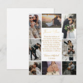 スタイリッシュ8枚の写真モダンがシックの結婚金ゴールド サンキューカード (正面/裏面)