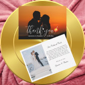 スタイリッシュ&おもしろいラブハートの結婚フォトシックなスクリプト サンキューカード