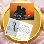 スタイリッシュ&おもしろいラブハートの結婚フォトシックなスクリプト サンキューカード