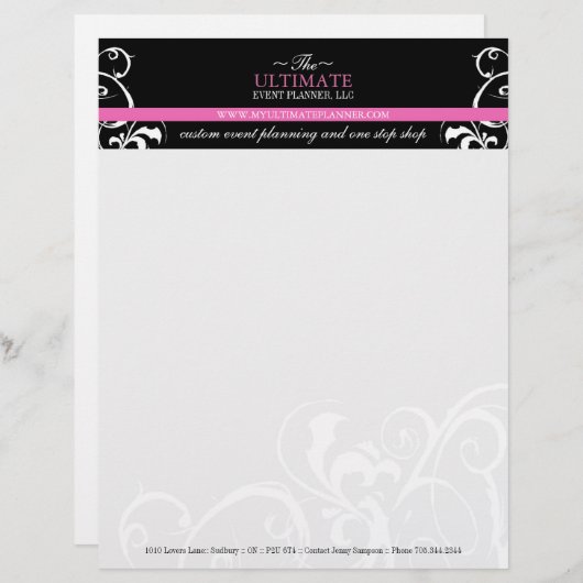 スタイリッシュ + はっきりしたなウェディングプランナーレターヘッド レターヘッド (正面/裏面)