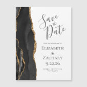 スタイリッシュ アゲート ブラックゴールド マグネット Save the Date (正面)
