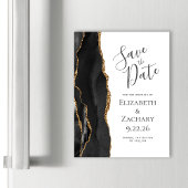 スタイリッシュ アゲート ブラックゴールド マグネット Save the Date