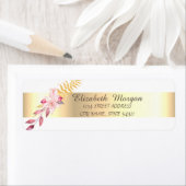 スタイリッシュ,エレガント金ゴールド白，花住所 ラベル (インサイチュ)