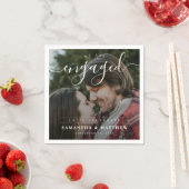 スタイリッシュ エレガント カップル フォトエンゲージメント パーティー スタンダードカクテルナプキン (インサイチュ)