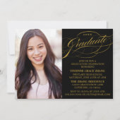 スタイリッシュ エレガント スクリプト 卒業パーティー招待状 招待状 (正面)