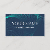 スタイリッシュ エレガント ソフトウェアデveloper サウンドウェーブ ブルー 名刺 (正面)
