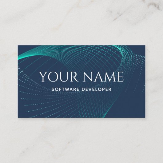 スタイリッシュ エレガント ソフトウェアデveloper サウンドウェーブ ブルー 名刺 (正面)