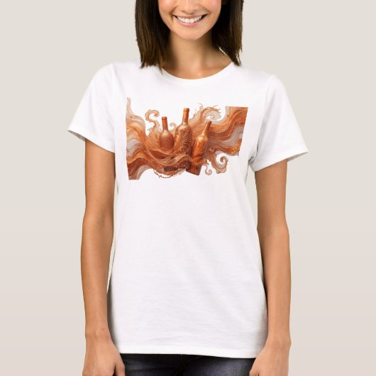 スタイリッシュ オレンジ色の抽象芸術 ステートメントTシャツ Tシャツ (正面)
