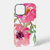 スタイリッシュ ガーリー ピンク 水彩 花柄 iPhoneケース (裏面)