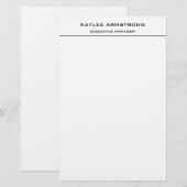 スタイリッシュ クラシカル シンプル ホワイト プロフェッショナル 便箋 (正面/裏面)