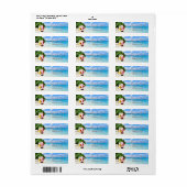 スタイリッシュ，クリスマス，ビーチ，サンタクロースと雪だるま ラベル (フルシート)