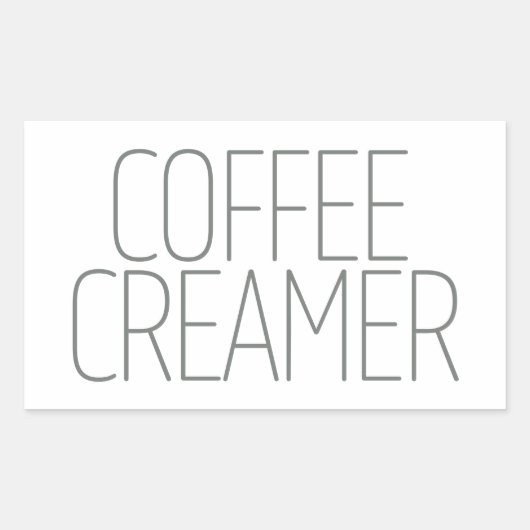 スタイリッシュ グレー コーヒークリーマー 長方形シール (正面)