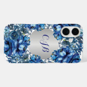 スタイリッシュ コバルトブルーの花柄 Case-Mate iPhoneケース (裏面 (横))
