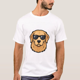 スタイリッシュ ゴールデンレトリバー サングラス マスコット - モダン Tシャツ