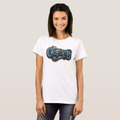スタイリッシュ ゴールド CALIFORNIA プリント Tシャツ (正面フル)