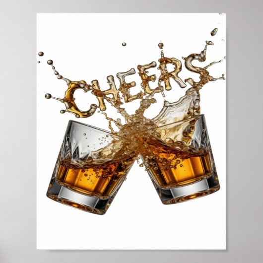 スタイリッシュ ゴールド CHEERS デザイン ポスター (正面)