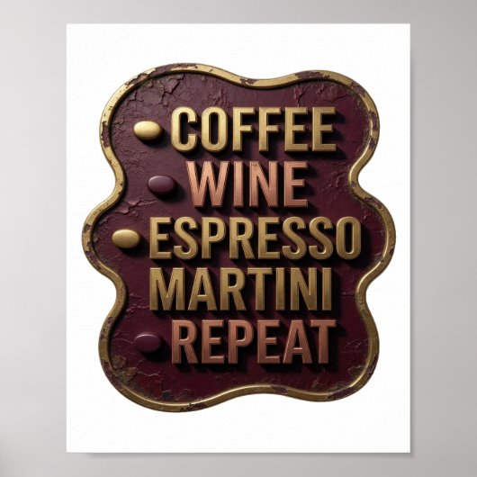 スタイリッシュ ゴールド COFFEE WINE ESPRESSO MARTINI REPEA v2 ポスター (正面)