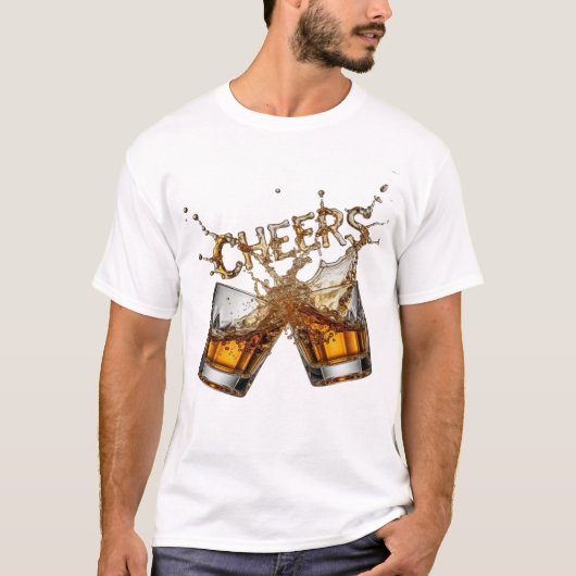 スタイリッシュ ゴールドCHEERS Tシャツ デザイン (正面)