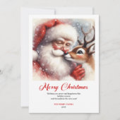 スタイリッシュ サンタクロース ルドルフ カートゥーン クリスマスカード (正面)