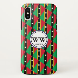 スタイリッシュ セントクリストファー・ネイビス モノグラム 充実した人生 iPhone XSケース