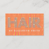 スタイリッシュ ダイヤモンド ゴールド コーラル ヘアスタイリスト 名刺 (正面)