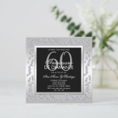 スタイリッシュ ダイヤモンド シルバー 60周年 結婚記念日 招待状 (スタンド正面)