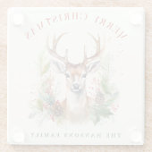 スタイリッシュ&ディアエレガントクリスマスグリーンカスタムリー ガラスコースター (裏面)