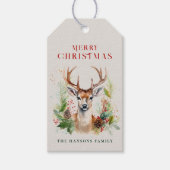 スタイリッシュ&ディアエレガントクリスマスグリーンカスタムリー ギフトタグ (正面)