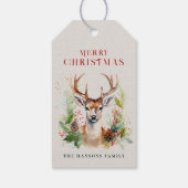スタイリッシュ&ディアエレガントクリスマスグリーンカスタムリー ギフトタグ (裏面)