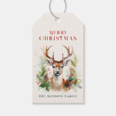 スタイリッシュ&ディアエレガントクリスマスグリーンカスタムリー ギフトタグ (正面)