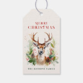 スタイリッシュ&ディアエレガントクリスマスグリーンカスタムリー ギフトタグ (裏面)