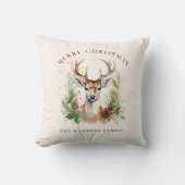 スタイリッシュ&ディアエレガントクリスマスグリーンカスタムリー クッション (正面)