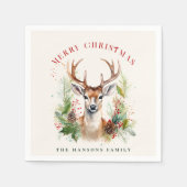 スタイリッシュ&ディアエレガントクリスマスグリーンカスタムリー スタンダードカクテルナプキン (正面)