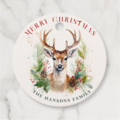 スタイリッシュ&ディアエレガントクリスマスグリーンカスタムリー フェイバータグ (正面)