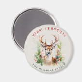 スタイリッシュ&ディアエレガントクリスマスグリーンカスタムリー マグネット (正面/裏面)