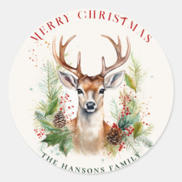 スタイリッシュ&ディアエレガントクリスマスグリーンカスタムリー ラウンドシール