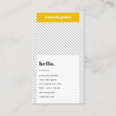 スタイリッシュ トレンディ マスタードイエロー  斜めストライプ 名刺 (正面)