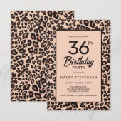 スタイリッシュ ヒョウ柄 ファッショナブル 36歳の誕生日 招待状 (正面/裏面)