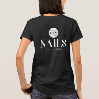 スタイリッシュ ビジネス スタッフ 名前 ロゴ ネイルサロン ブラック Tシャツ