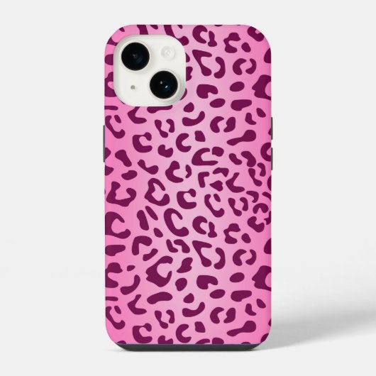 スタイリッシュ ピンクヒョウ柄 iPhoneケース (裏面)
