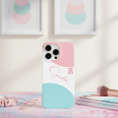 スタイリッシュ ピンク&ブルー 抽象的 カスタムネーム モノグラム Case-Mate iPhoneケース