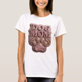 スタイリッシュ ピンク DOG MOM グラフィック デザイン Tシャツ