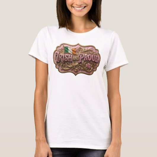 スタイリッシュ ピンク IRISH+AND+PROUD Tシャツ (正面)