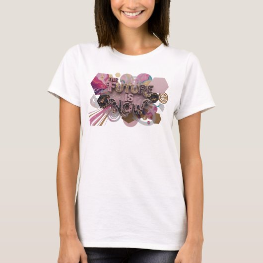 スタイリッシュ ピンク THE+FUTURE+IS+NOW ロゴTシャツ Tシャツ (正面)