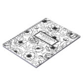 スタイリッシュ ブラック ホワイト フラワー パーソナライズド ネーム ノートブック (左側)